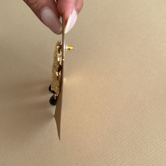 Gold Snake Earrings with Black Accents #1663 - Picture 2 of 2